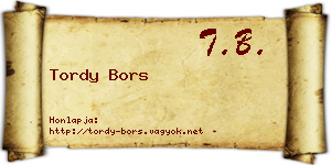 Tordy Bors névjegykártya